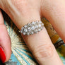 Pave diamond ring antique gold 14k on index finger