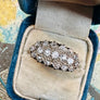 Pave diamond ring antique gold 14k in cream and blue velvet ring box