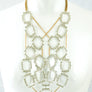 Long Tessellated Rhinestone Bib Statement Necklace.