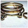 Brass and Diamond Engraved Starburst ID Cuff