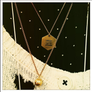 Diamond and Brass ball layered necklaces good luck charm