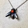 Coral Bee fly recycled sterling silver charm necklace