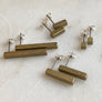 Brass cube and bar stud earrings