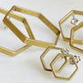 Brass hexagonal hoop stud earrings