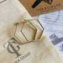 Brass hexagon hoop stud earrings