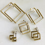 Brass stud square geometrical earrings