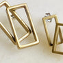 Brass rectangle stud earrings