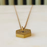 Vintage Brass Small Heavy Hexagon Pendant, Custom Engraved