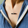 Onyx Bar Double Claw Pendant Necklace