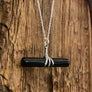 Onyx Bar Double Claw Pendant Necklace