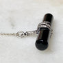 Onyx Bar Double Claw Pendant Necklace