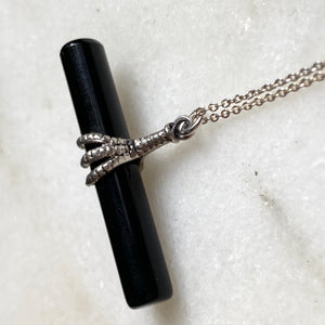 Onyx Bar Double Claw Pendant Necklace
