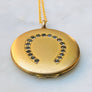 antique locket, horseshoe paste crystal