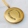 paste horseshoe locket bloomed gold Victorian necklace