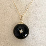 Black Onyx Diamond Star Gold Ball Necklace