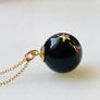 Black Onyx Diamond Gold Ball Necklace