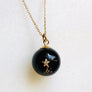 Black Onyx Diamond Star Gold Ball Necklace