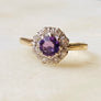Cata Amethyst and Diamond Gold Antique Halo Ring