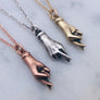 Crossed Fingers Pendant Necklace