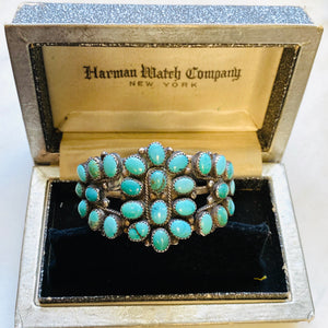 Turquoise Sterling Southwestern Statement Vintage Cuff Bracelet