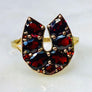 Victorian horseshoe gold ring, garnet