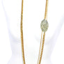 Long thick & thin strand chain necklace with diamante detail.Front