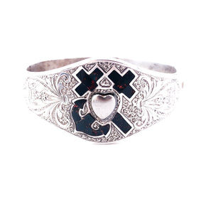 Faith Hope and Charity Bloodstone Inlay Silver Victorian bracelet