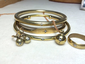 Brass and Diamond Starburst Jewelry Bracelet Cuff
