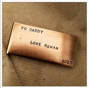Money Clip fathers day gift Brass Engraved Monogram 
