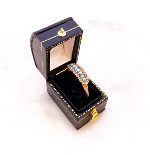 Edwardian seed pearl turquoise ring