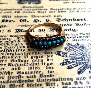 Edwardian seed pearl turquoise ring