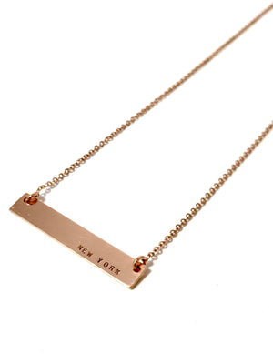 'Barmaid' thin bar necklace, Custom engraved