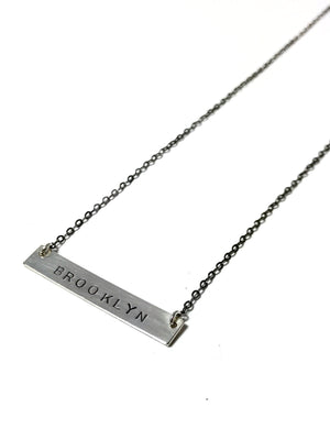 'Barmaid' thin bar necklace, Custom engraved