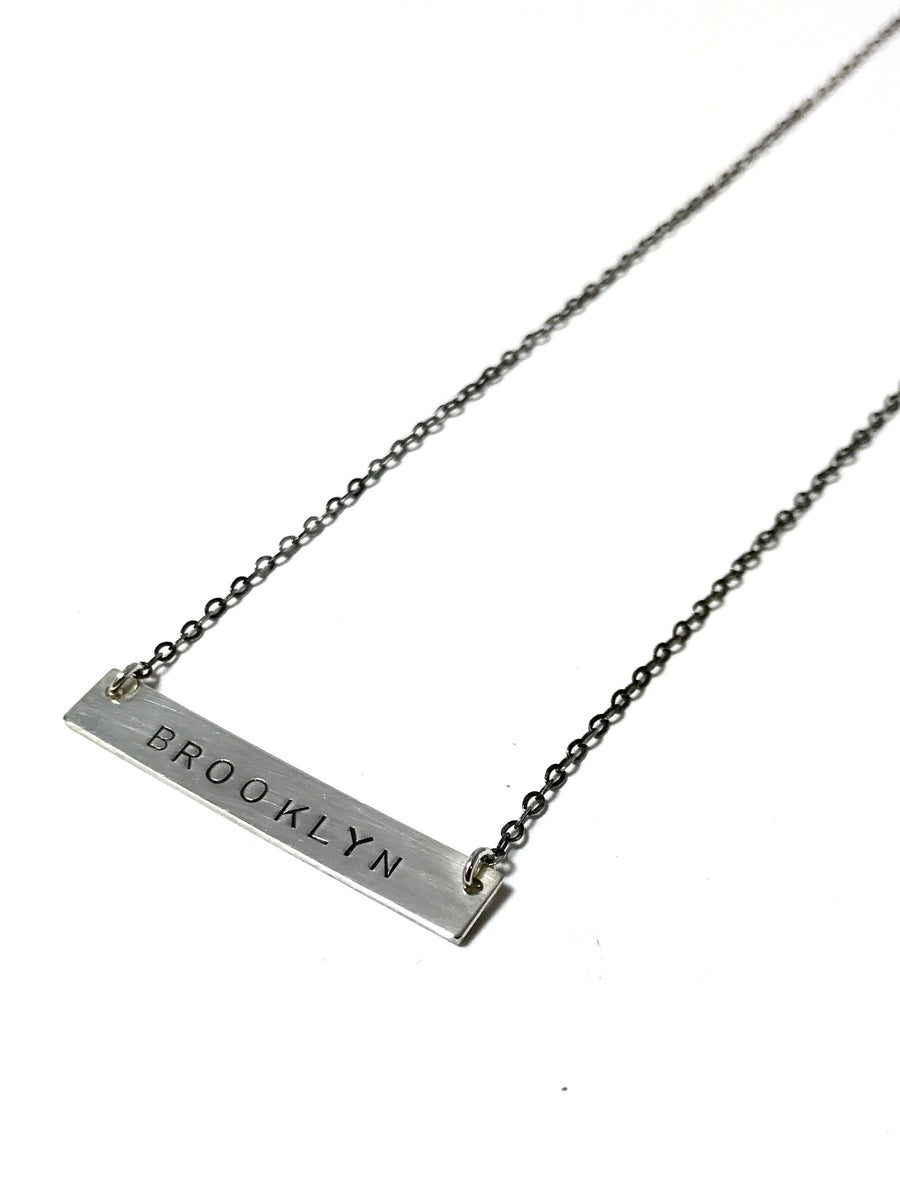 'Barmaid' thin bar necklace, Custom engraved