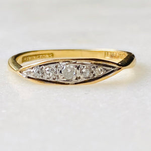 Antique Almond Shaped Diamond, Gold and Platinum Ring – Thea Grant