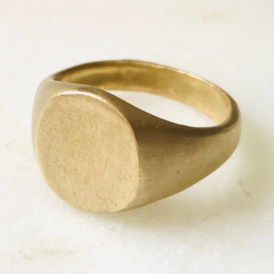 Brass oval signet ring