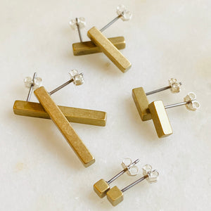 Brass bar stud earrings