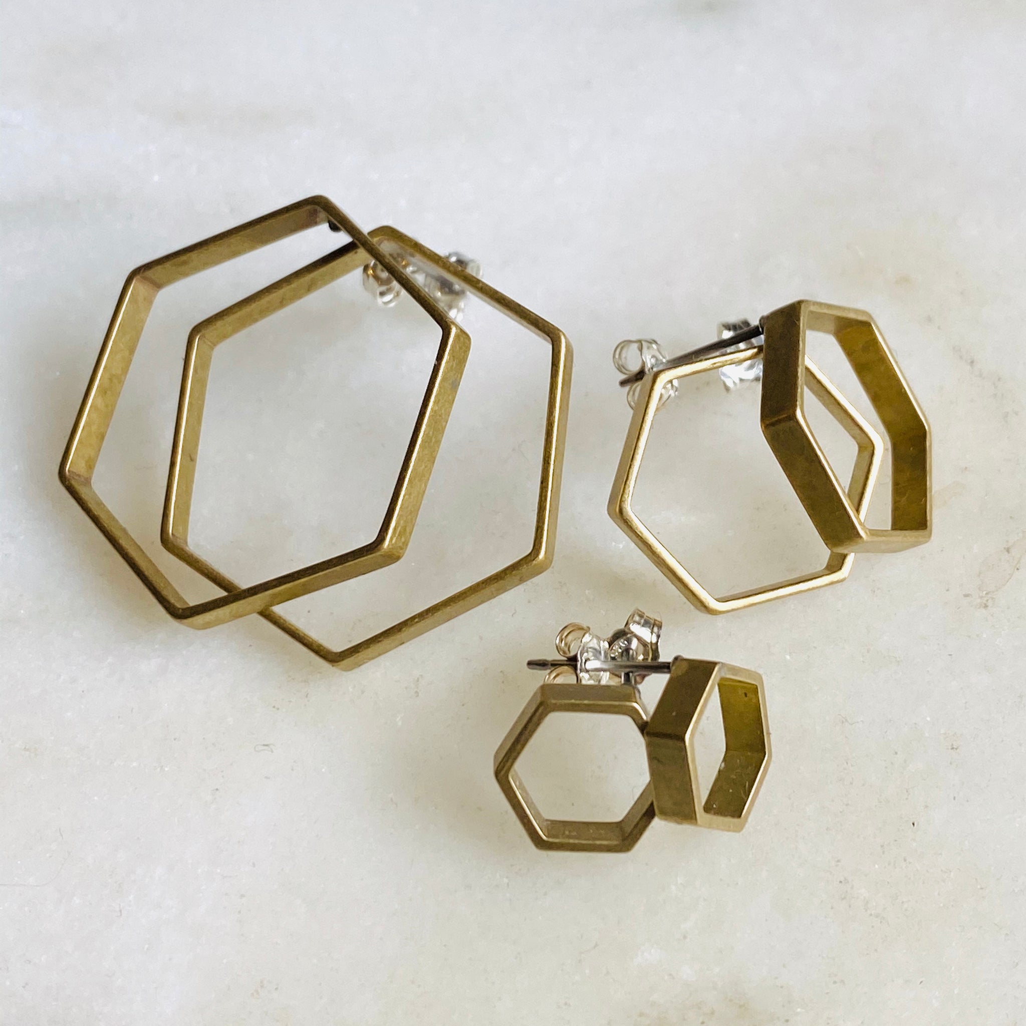 Brass stud earrings cheap