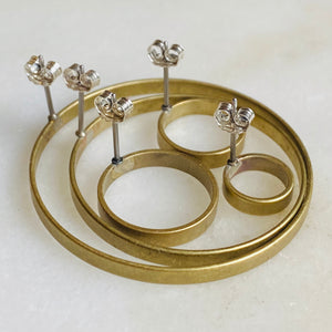 Brass hoop circle stud earrings