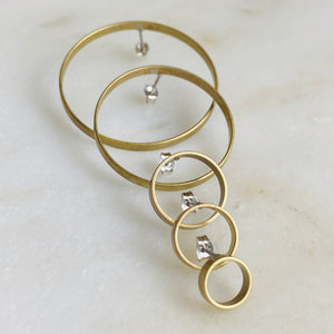 Brass hoop circle stud earrings