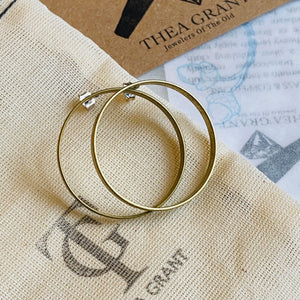 Round brass hoop stud earrings