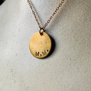 Custom Engraved Vintage Brass Flat Disc Pendant