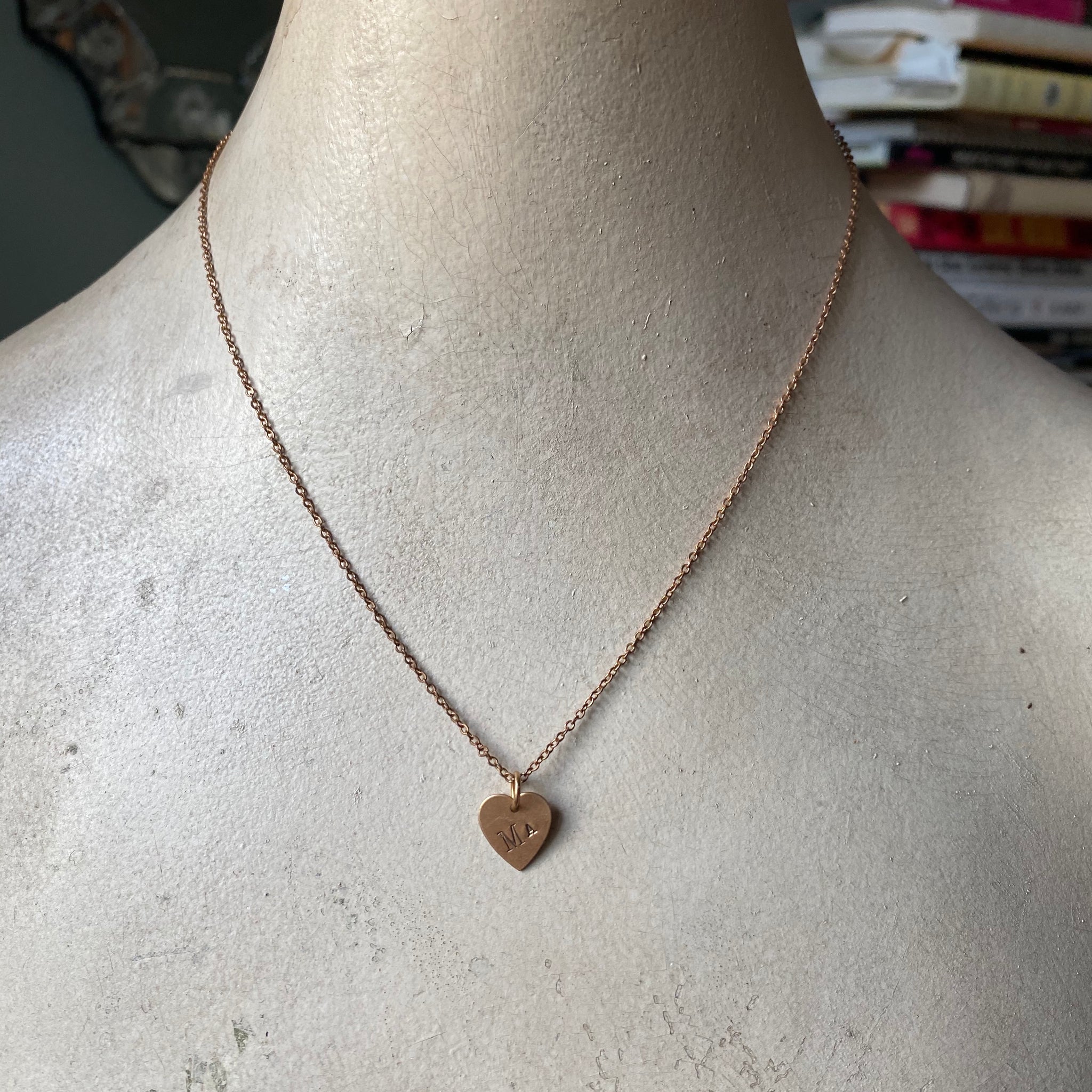 Vintage Brass Small Heavy Hexagon Charm Necklace, Custom Engraved