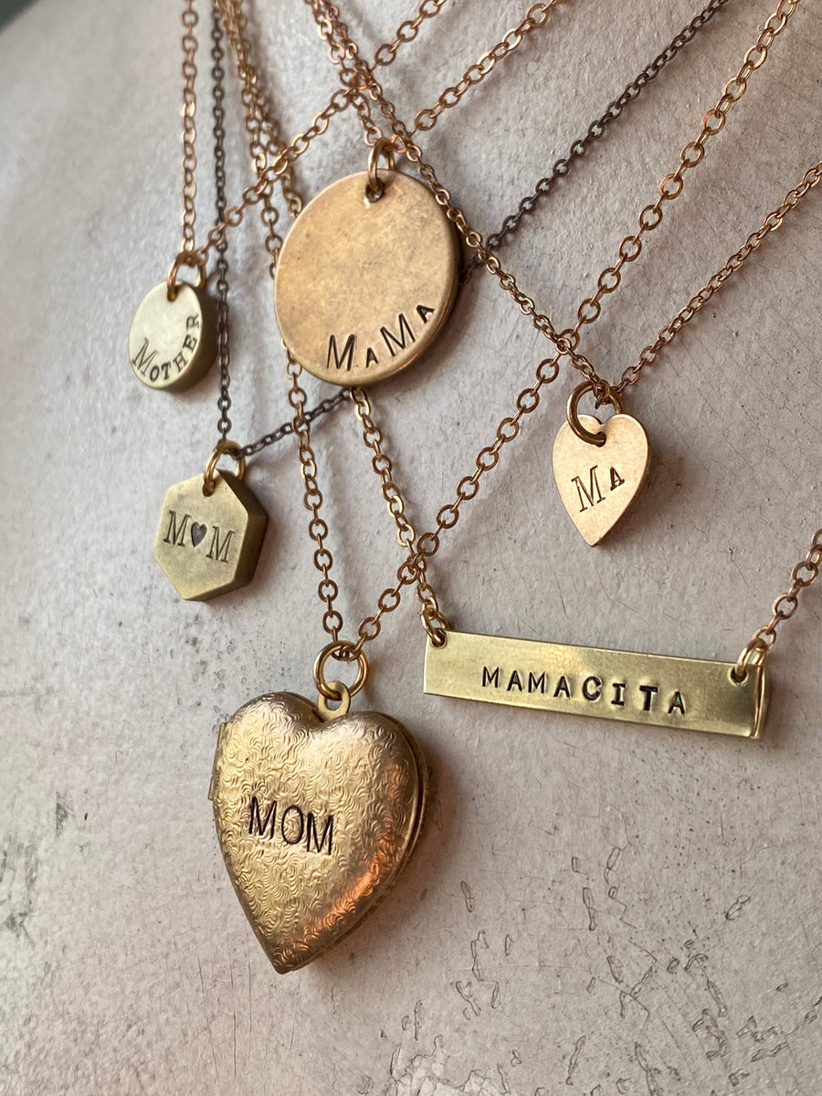 Custom Engraved Vintage Brass Flat Disc Pendant