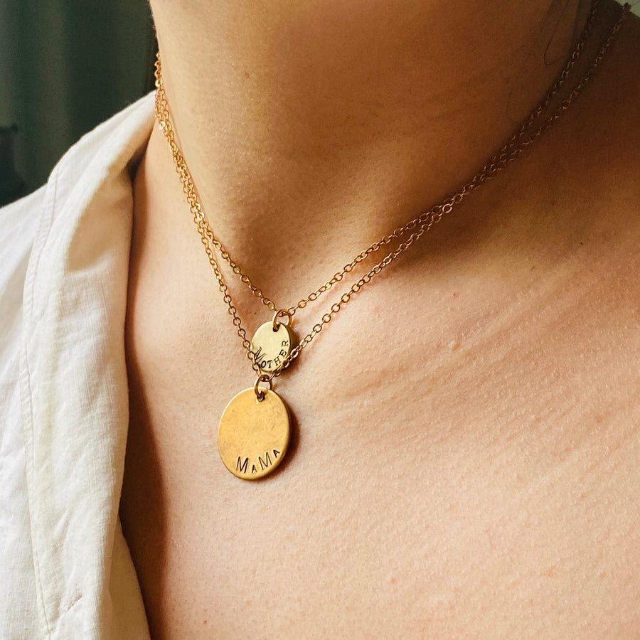 Custom Engraved Vintage Brass Flat Disc Pendant