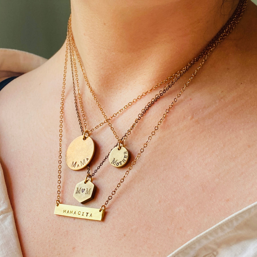 Custom Engraved Vintage Brass Flat Disc Pendant