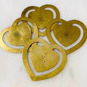 Heart Brass Bookmark Vintage Initial Monogram