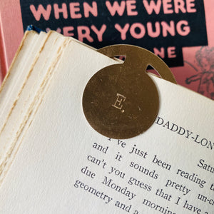 Round Brass Bookmark Vintage Initial Monogram