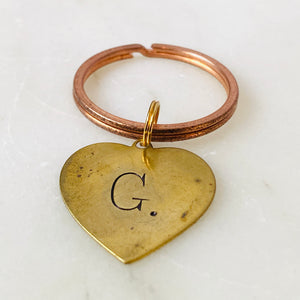 Vintage Brass Keyring Monogram Initials Custom