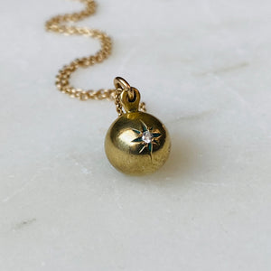 Manet Diamond and Brass Ball Pendant Necklace